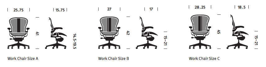 Aeron Miller Size Chart