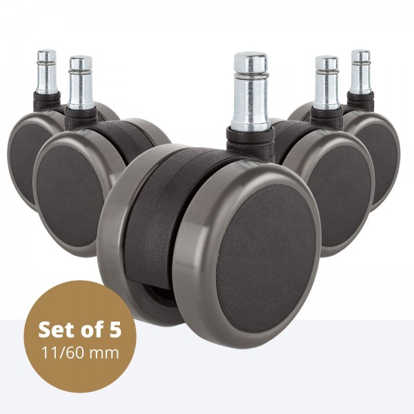 Hartbodenrollen – 11mm Ø Stift und 60mm Ø Rolle im 5er-Set